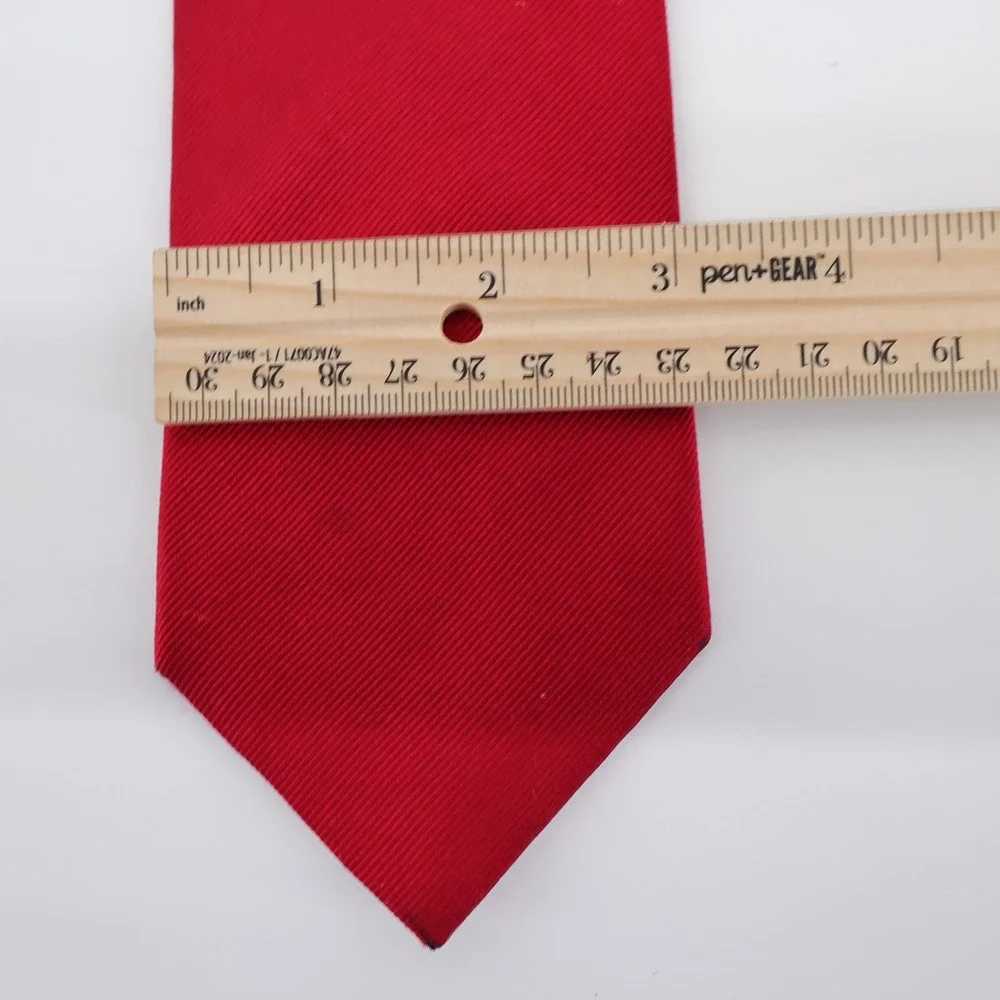 Ben‎ Silver Pure English Silk Ribbed Necktie Red Mens - Minor Flaws